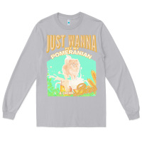 Moon Dust pommeranian t  shirt dog owner, just wanna pet my pommeranian & drink Long Sleeve Tee - linhVisuals