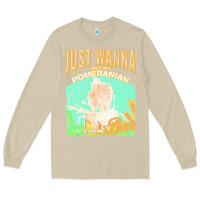 Mushroom pommeranian t  shirt dog owner, just wanna pet my pommeranian & drink Long Sleeve Tee - linhVisuals