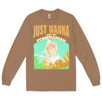 Toasted Coconut pommeranian t  shirt dog owner, just wanna pet my pommeranian & drink Long Sleeve Tee - linhVisuals