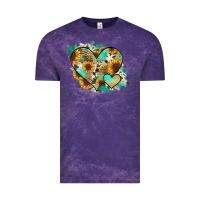 Cloud Purple Leopard Sunflower Cowhide Glitter Heart Vintage Tee - RanaPortraitStore