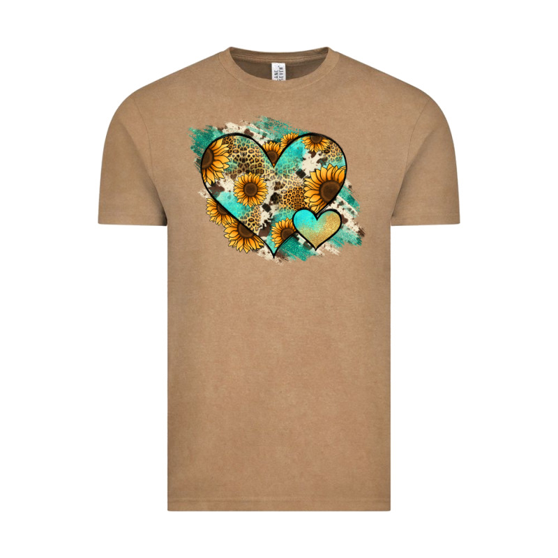 Leopard Sunflower Cowhide Glitter Heart Vintage Tee by RanaPortraitStore | Teevron