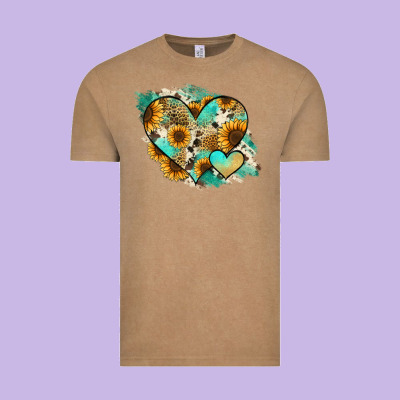 Leopard Sunflower Cowhide Glitter Heart Vintage Tee Designed By Ranaportraitstore