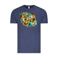 Vintage Denim Leopard Sunflower Cowhide Glitter Heart Vintage Tee - RanaPortraitStore