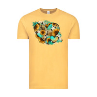 Vintage Mustard Leopard Sunflower Cowhide Glitter Heart Vintage Tee - RanaPortraitStore