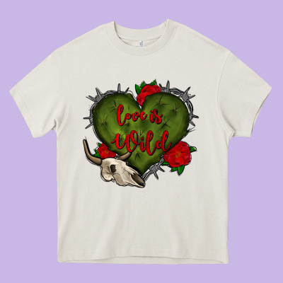 Love Is Wild With Bullskull Olivia Heavy Core Tee Designed By Oliviacreatesart