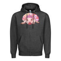 Charcoal Heather balerina baby pig with tutu Zipper Hoodie - RanaPortraitStore