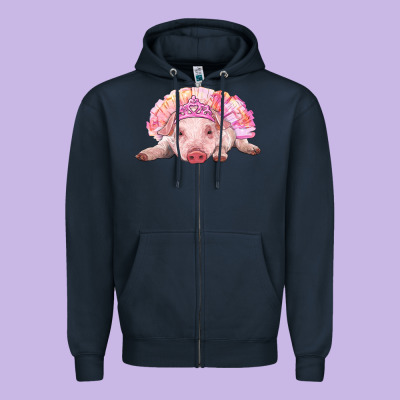 Balerina Baby Pig With Tutu Zipper Hoodie Designed By Ranaportraitstore