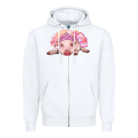 White balerina baby pig with tutu Zipper Hoodie - RanaPortraitStore