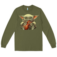 Army Green baby yoda hug violin [tb] Long Sleeve Tee - linhVisuals