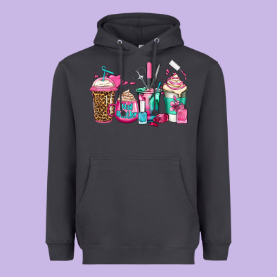 Nail Hustler Coffee Cups Heavyweight Hoodie Designed By Jasminsmagicworld