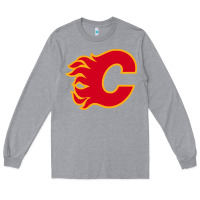 Heather Grey the-flames-calgary-sports Long Sleeve Tee - linhVisuals