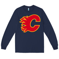 Navy the-flames-calgary-sports Long Sleeve Tee - linhVisuals