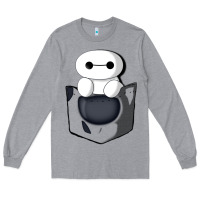 Heather Grey baymax in pocket Long Sleeve Tee - linhVisuals