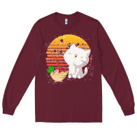Burgundy cat t  shirt ramen noodles kawaii cat t  shirt Long Sleeve Tee - linhVisuals