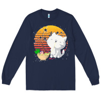 Navy cat t  shirt ramen noodles kawaii cat t  shirt Long Sleeve Tee - linhVisuals