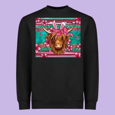 Easter Longhaired Cow Heavyweight Sweatshirt Designed By Jasminsmagicworld