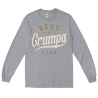 Heather Grey Mens Best Grumpa Ever Funny Grandpa Long Sleeve Tee - linhVisuals