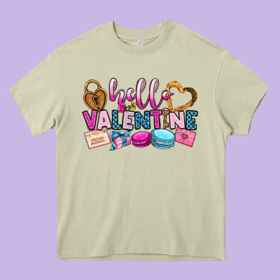 Hello Valentine Heavy Core Tee Designed By Oliviacreatesart