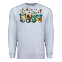 Heather Grey sunflowers coffee cups Premium Sweatshirt - Jasminsmagicworld