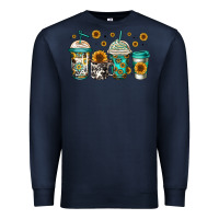 Navy sunflowers coffee cups Premium Sweatshirt - Jasminsmagicworld