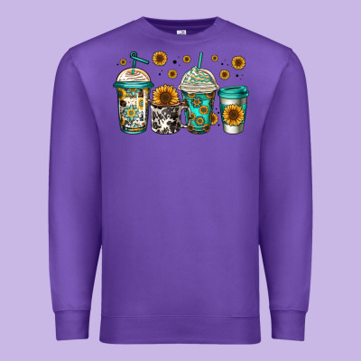 Sunflowers Coffee Cups Premium Sweatshirt Designed By Jasminsmagicworld