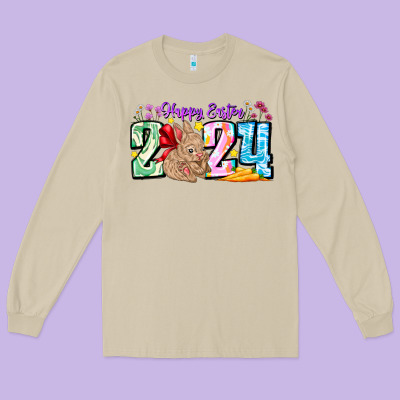 Happy Easter 2024 Long Sleeve Tee Designed By Cowhidedigitalart