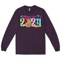 Plum Happy Easter 2024 Long Sleeve Tee - CowhideDigitalArt