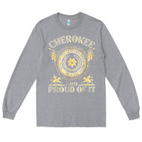 Heather Grey cherokee native american and proud of t shirt Long Sleeve Tee - linhVisuals