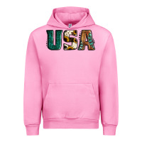 Fuchsia Pink usa basic bold font western Urban Hoodie - Jasminsmagicworld