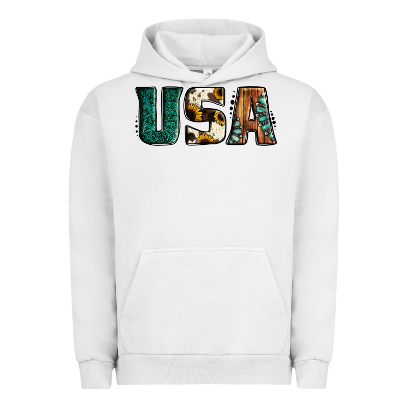 Usa Basic Bold Font Western Urban Hoodie by Jasminsmagicworld | Teevron