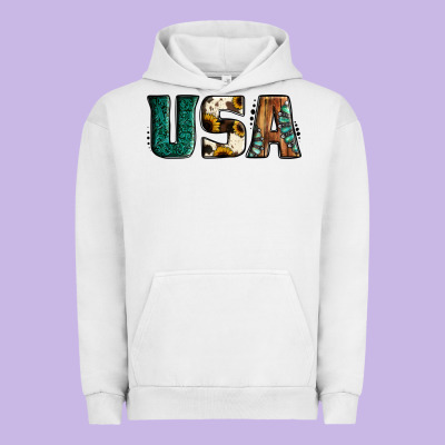 Usa Basic Bold Font Western Urban Hoodie Designed By Jasminsmagicworld