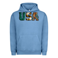 Pigment Pebble Blue usa basic bold font western Urban Hoodie - Jasminsmagicworld