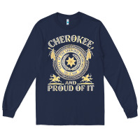Navy cherokee native american and proud of t shirt Long Sleeve Tee - linhVisuals