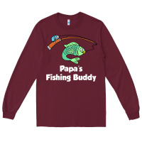 Burgundy kids papa's fishing buddy grandson or granddaughter fish t shirt Long Sleeve Tee - linhVisuals