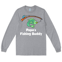 Heather Grey kids papa's fishing buddy grandson or granddaughter fish t shirt Long Sleeve Tee - linhVisuals