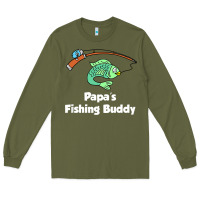 Army Green kids papa's fishing buddy grandson or granddaughter fish t shirt Long Sleeve Tee - linhVisuals