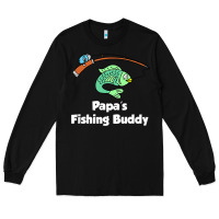 Black kids papa's fishing buddy grandson or granddaughter fish t shirt Long Sleeve Tee - linhVisuals