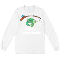 White kids papa's fishing buddy grandson or granddaughter fish t shirt Long Sleeve Tee - linhVisuals