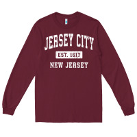 Burgundy jersey city new jersey nj vintage established sports design pullover h Long Sleeve Tee - linhVisuals