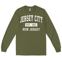 Army Green jersey city new jersey nj vintage established sports design pullover h Long Sleeve Tee - linhVisuals