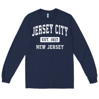 Navy jersey city new jersey nj vintage established sports design pullover h Long Sleeve Tee - linhVisuals