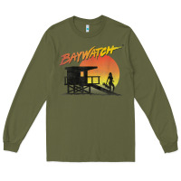 Army Green baywatch lifeguard sunset t shirt Long Sleeve Tee - linhVisuals