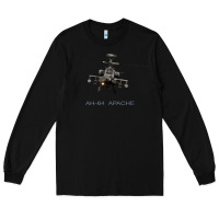Black ah 64 apache longbow helicopter t shirt t shirt Long Sleeve Tee - linhVisuals