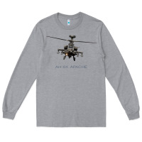 Heather Grey ah 64 apache longbow helicopter t shirt t shirt Long Sleeve Tee - linhVisuals