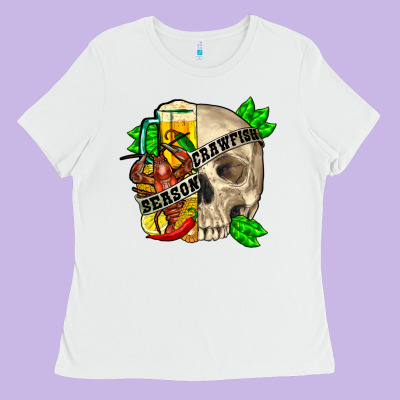 Skull Crawfish Season Ladies Tee Designed By Fadigitalartstudio