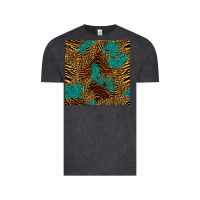 Vintage Black tiger leopard turquoise glitter seamless pattern Vintage Tee - BundleAndBundleShop