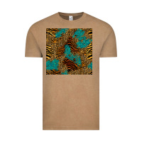 Vintage Coffee tiger leopard turquoise glitter seamless pattern Vintage Tee - BundleAndBundleShop