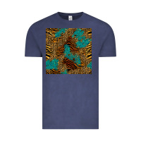 Vintage Denim tiger leopard turquoise glitter seamless pattern Vintage Tee - BundleAndBundleShop