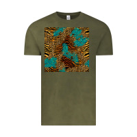 Vintage Olive tiger leopard turquoise glitter seamless pattern Vintage Tee - BundleAndBundleShop