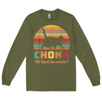 Army Green chonk cat scale meme retro oh lawd he comin' memes t shirt Long Sleeve Tee - linhVisuals